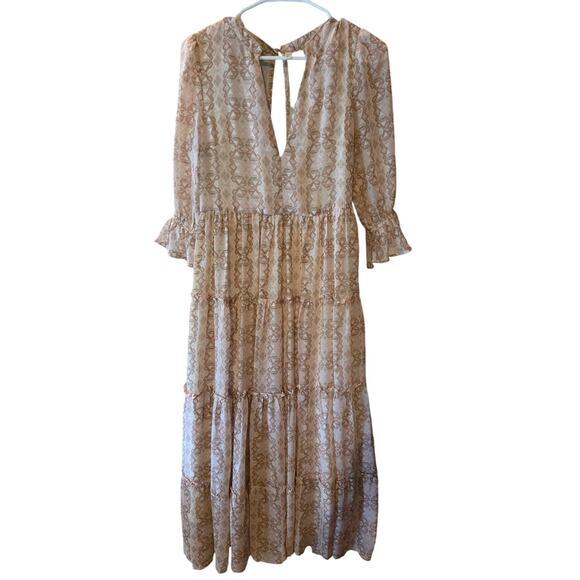 Elan Maxi Dress S Womens Pink V Front V Back Coquette Fairy Cottage Core Classic - Picture 1 of 6